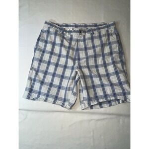 LYLE & SCOTT Men Classic Fit 100% Cotton Shorts - Size 38 x 9‎ White Blue Check